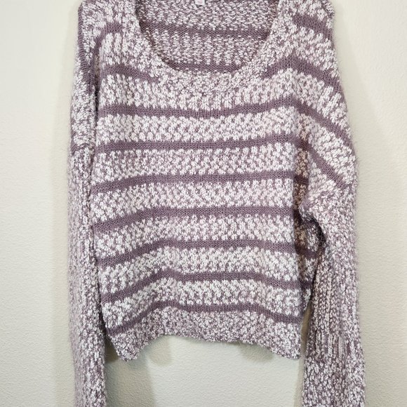 Xhilaration Purple Stripe Cropped Fit LS Sweater 2XL - Picture 3 of 8
